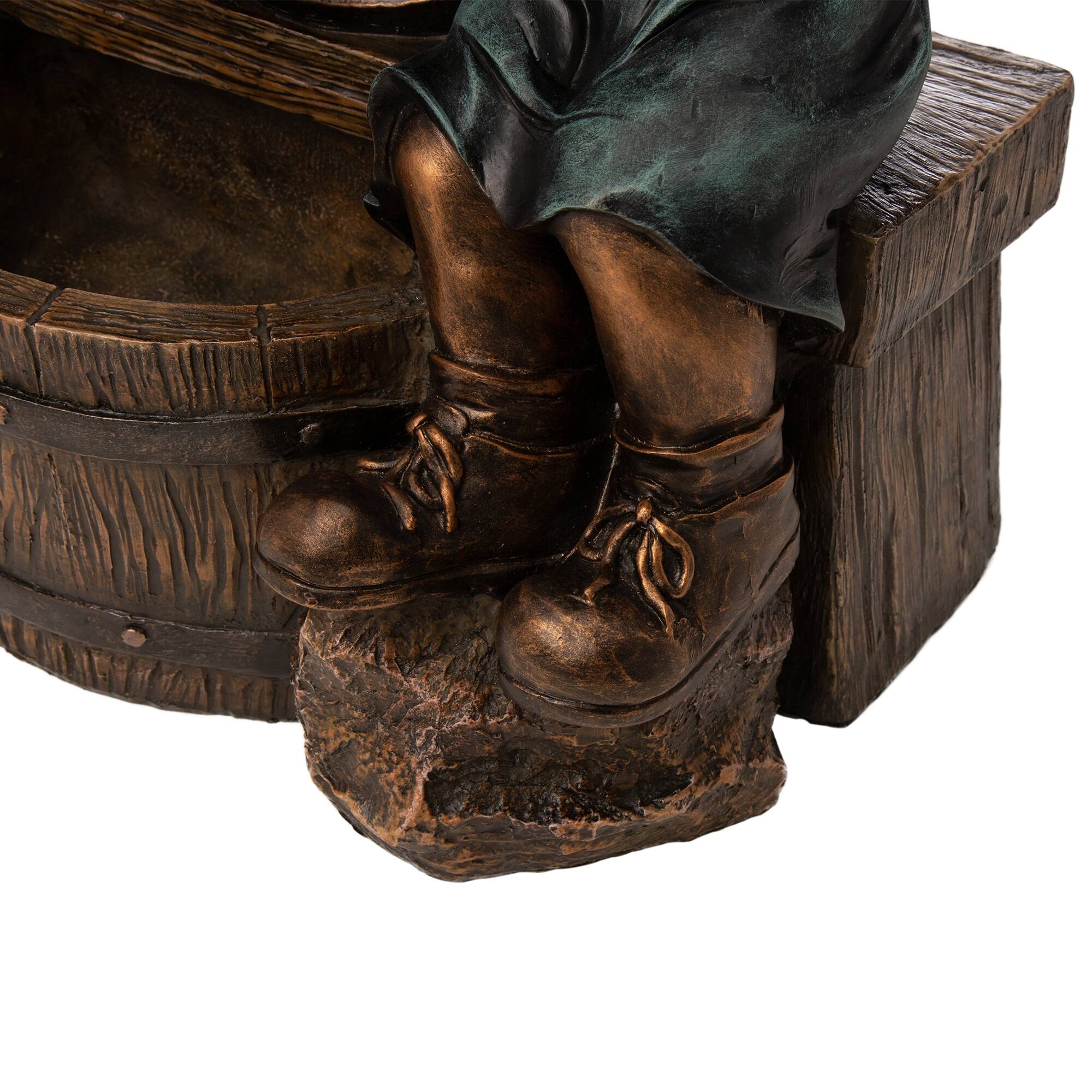 Glitzhome® 25" Polyresin Boy and Girl Sculptural Outdoor Fountain